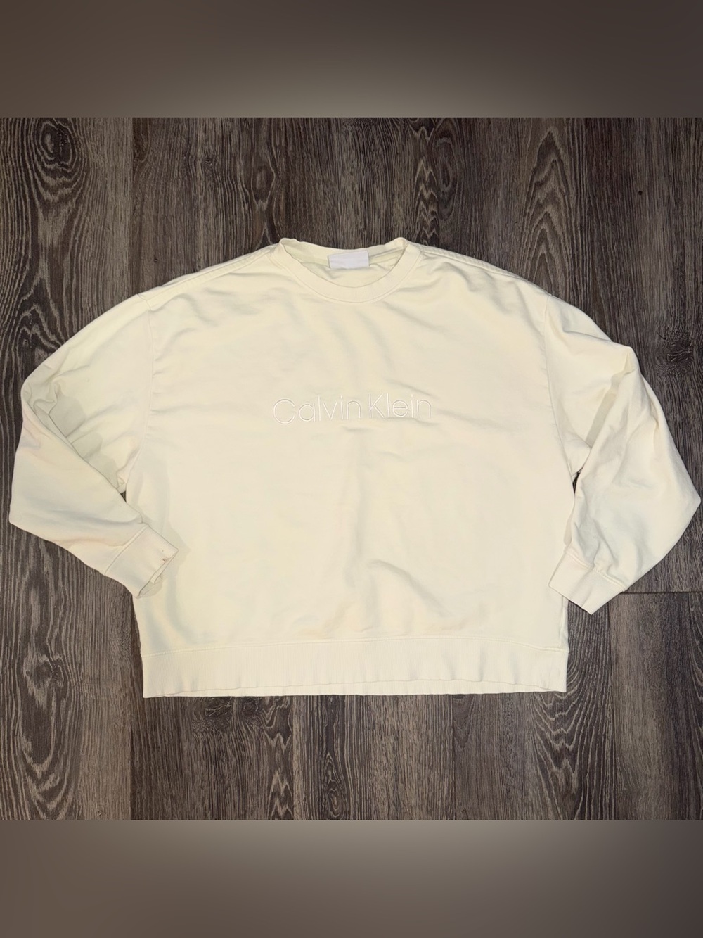 Calvin Klein Butter Yellow Embroidered Logo Sweatshirt Men’s XL